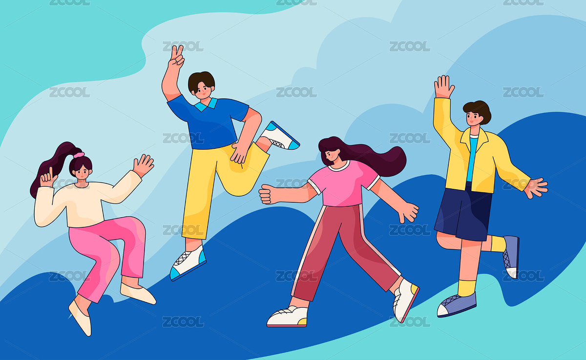 跳躍歡呼的青少年插畫(huà)（主預(yù)覽-7722823） - 未分類(lèi) - 站酷設(shè)計(jì)師小李我就這樣啦原創(chuàng)素材 - 站酷ZCOOL
