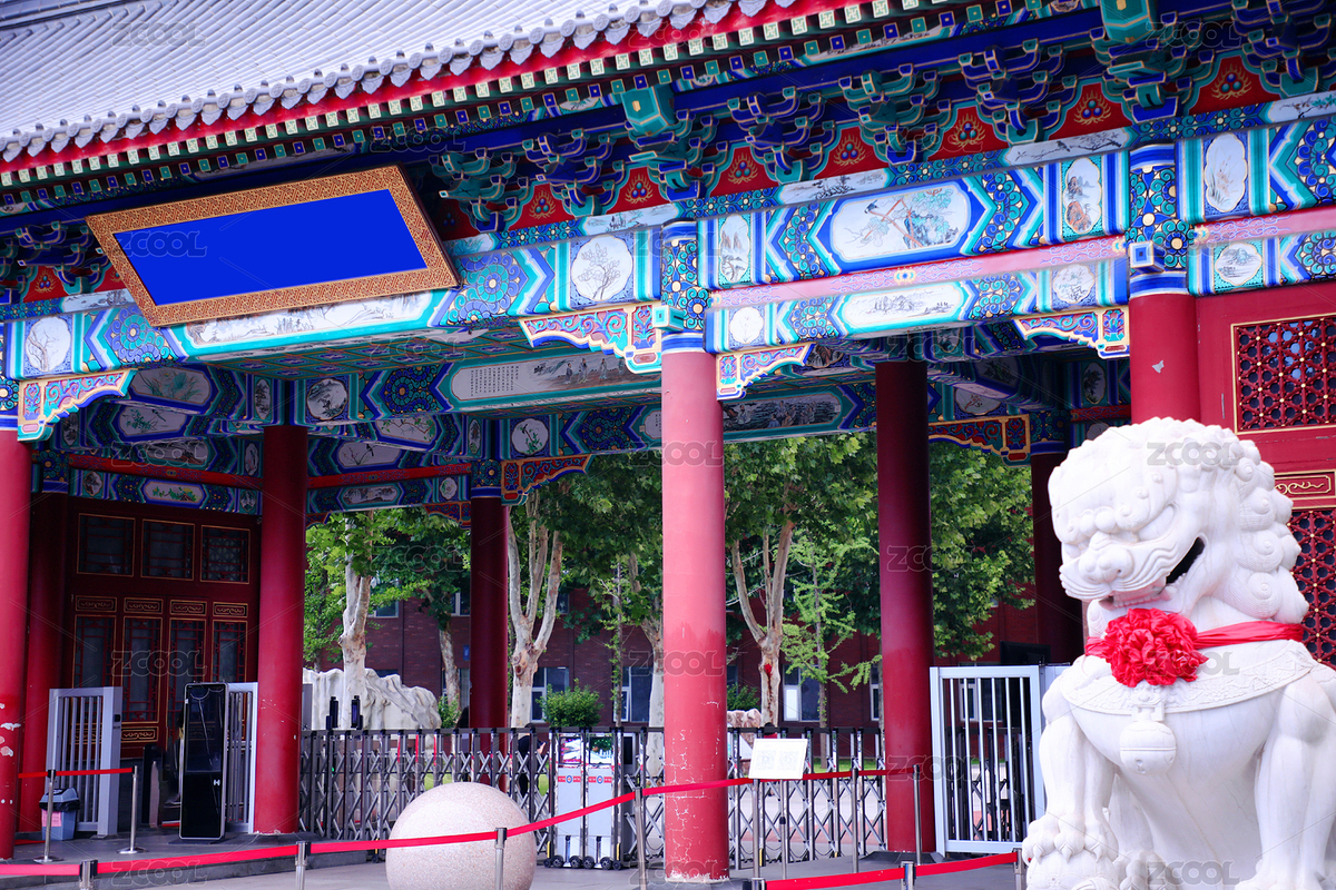 仿古建筑城門(mén)與門(mén)前的大石獅子（主預(yù)覽-4403190） - 未分類 - 站酷設(shè)計(jì)師棋點(diǎn)團(tuán)建原創(chuàng)素材 - 站酷ZCOOL