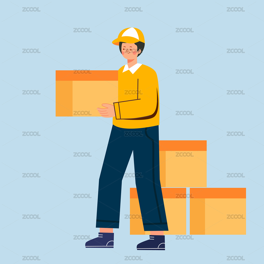 快遞員送快遞包裹（主預(yù)覽-7188348） - 未分類 - 站酷設(shè)計(jì)師jingzheer原創(chuàng)素材 - 站酷ZCOOL