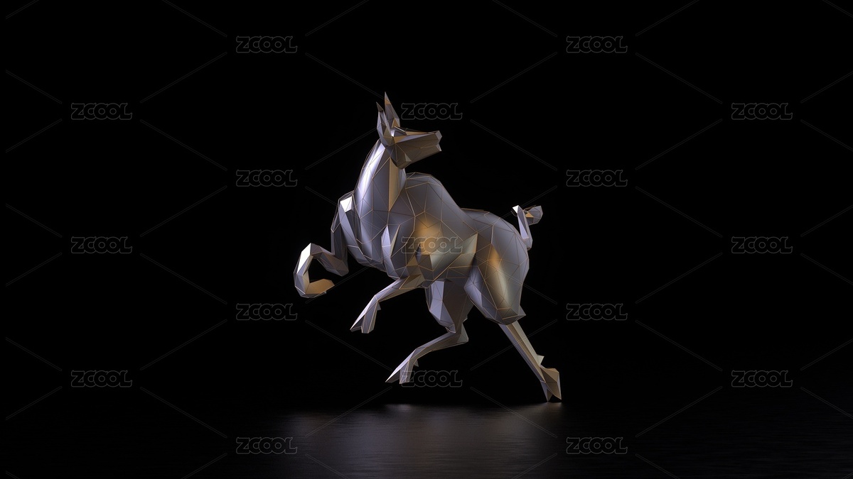 3D渲染黑底背景前的银色金属牛（主预览-6100316） - 未分类 - 站酷设计师开开心心画图原创素材 - 站酷ZCOOL