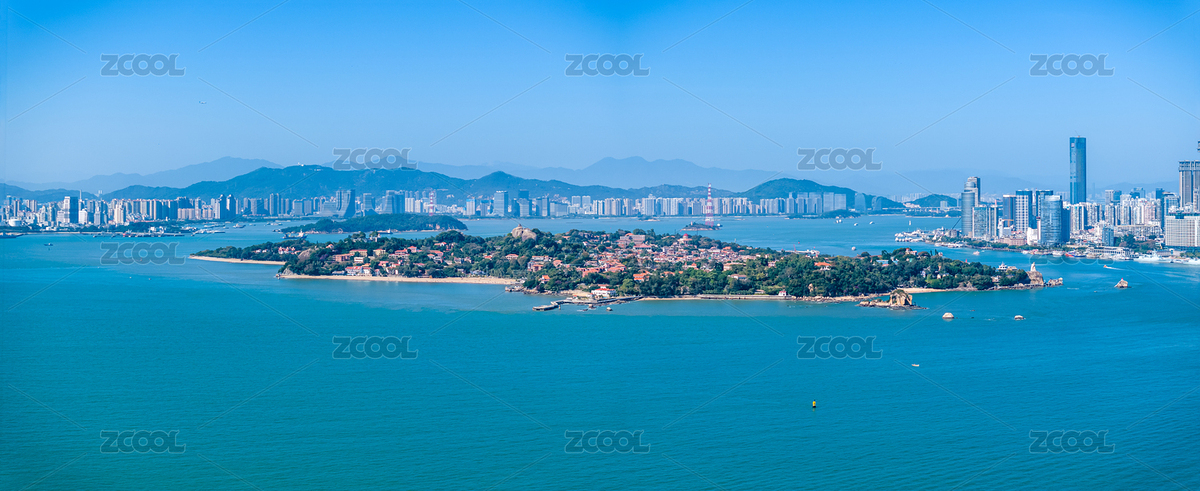 厦门鼓浪屿蓝天全景城市风景航拍（主预览-9644027） - 未分类 - 站酷设计师梦游前生原创素材 - 站酷ZCOOL