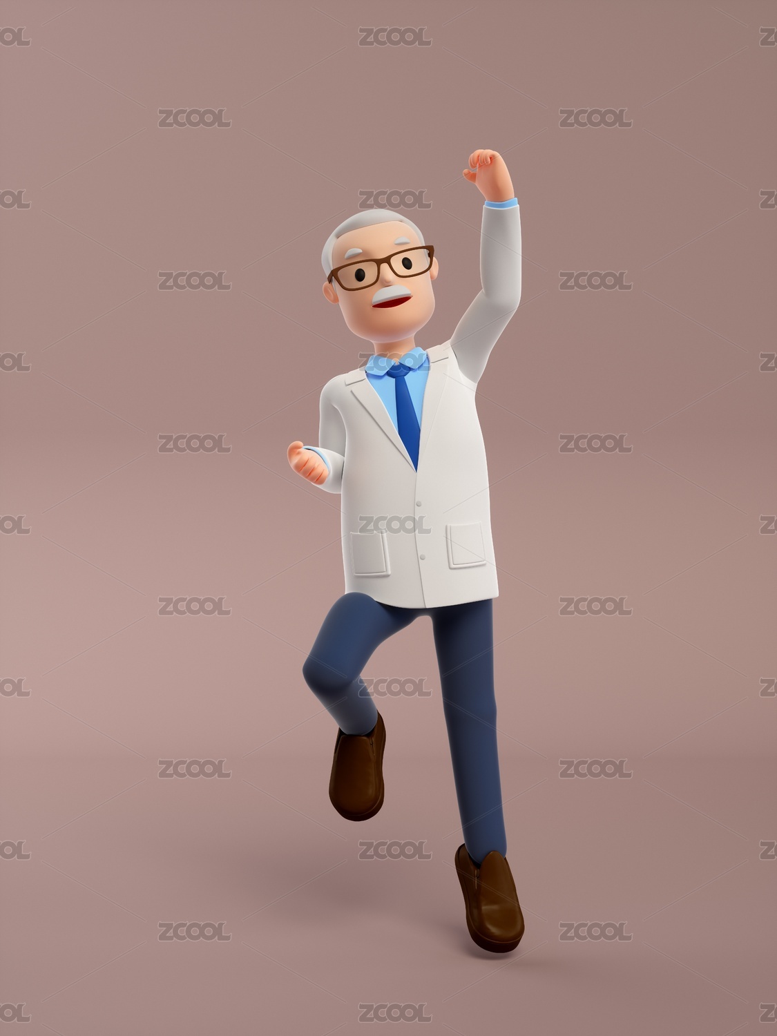 三维渲染的老年医生
