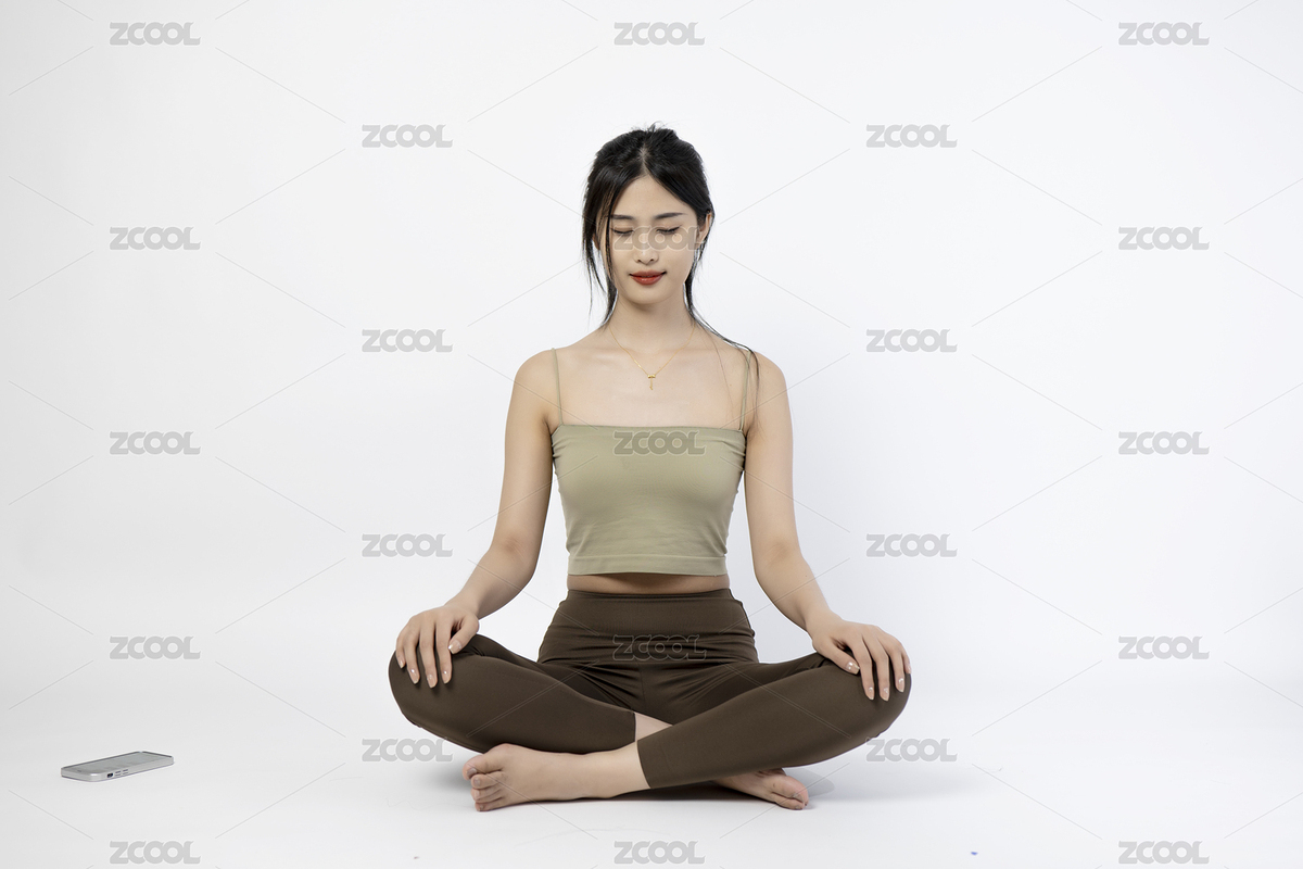 正面視角下坐瑜伽的東方女子（主預覽-8780954） - 未分類 - 站酷設計師文刀伯原創(chuàng)素材 - 站酷ZCOOL