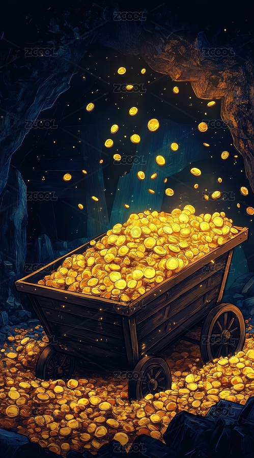 礦車滿載金幣洞穴中金光閃閃（主預(yù)覽-11332527） - 未分類 - 站酷設(shè)計師AIGC藝術(shù)設(shè)計原創(chuàng)素材 - 站酷ZCOOL