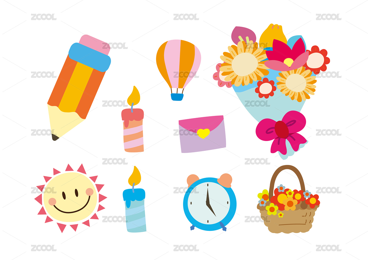 可愛小清新物件矢量生活物件鮮花鬧鐘蠟燭（主預(yù)覽-2776796） - 未分類 - 站酷設(shè)計(jì)師設(shè)計(jì)狗先生原創(chuàng)素材 - 站酷ZCOOL