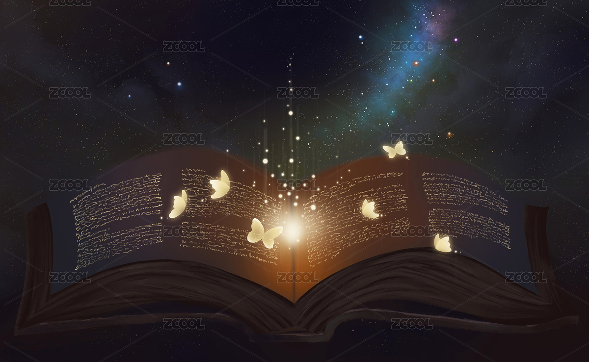 翻开的书页上有发光的蝴蝶 古老的书籍幻化出的蝴蝶精灵 超现实创意插画 数码绘画（主预览-6916484） - 未分类 - 站酷设计师早苏oliver原创素材 - 站酷ZCOOL