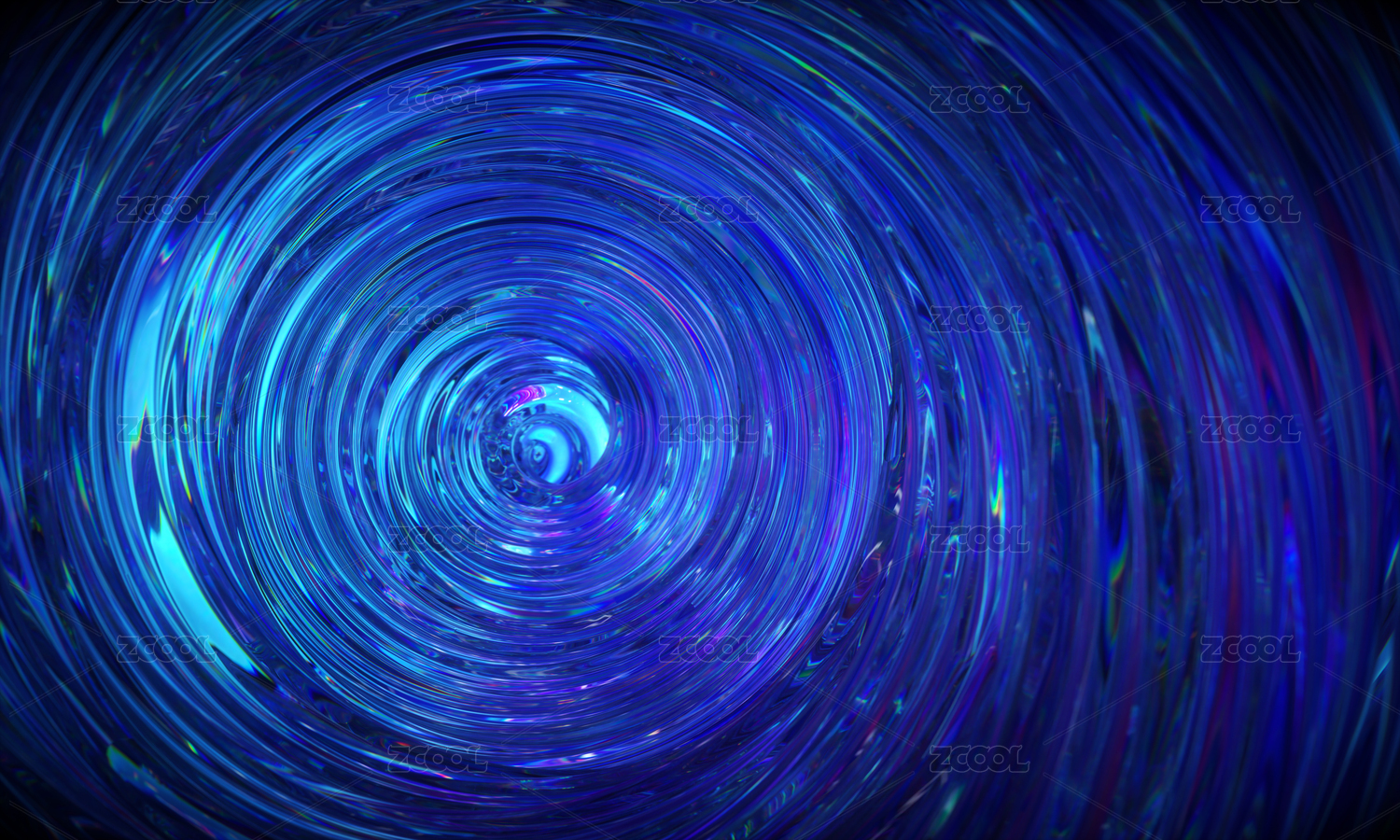 3D三维玻璃蓝色螺旋弯曲图像背景