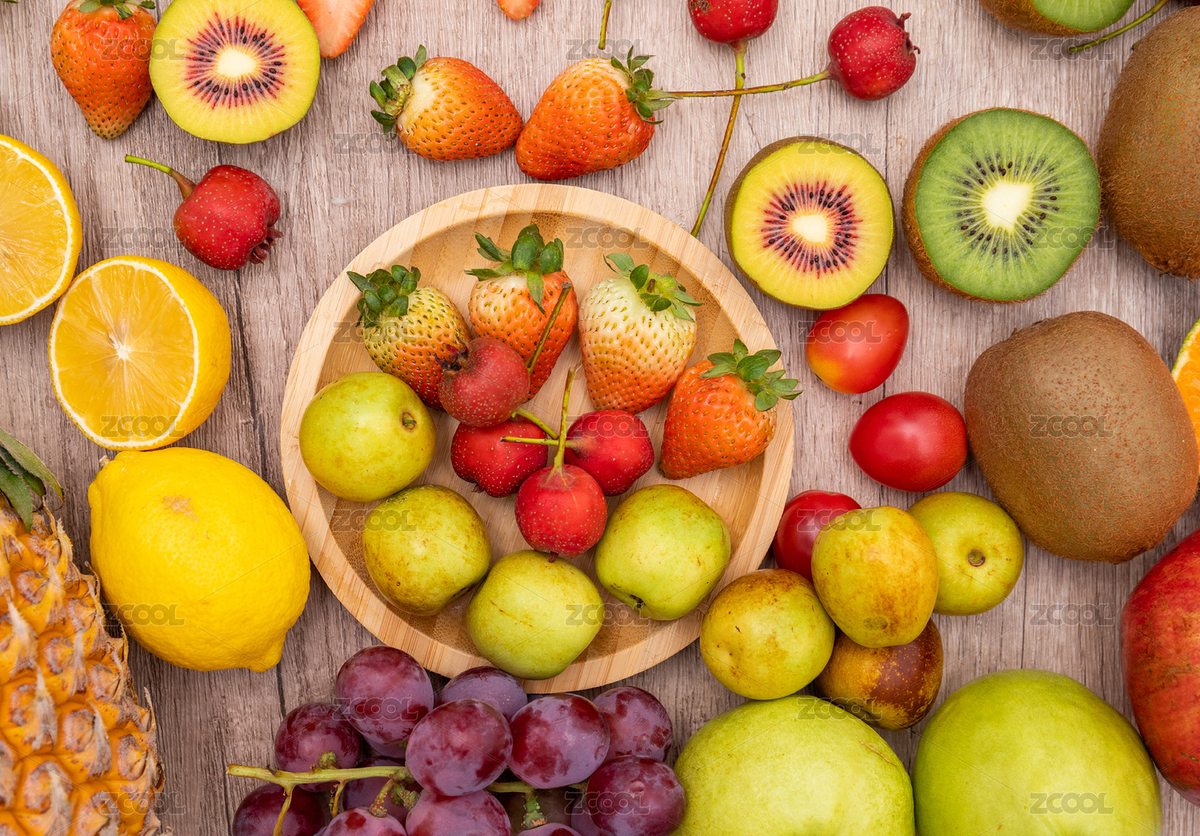 木紋背景上豐富多樣的新鮮水果俯拍（主預(yù)覽-8903903） - 未分類 - 站酷設(shè)計(jì)師meimeier原創(chuàng)素材 - 站酷ZCOOL