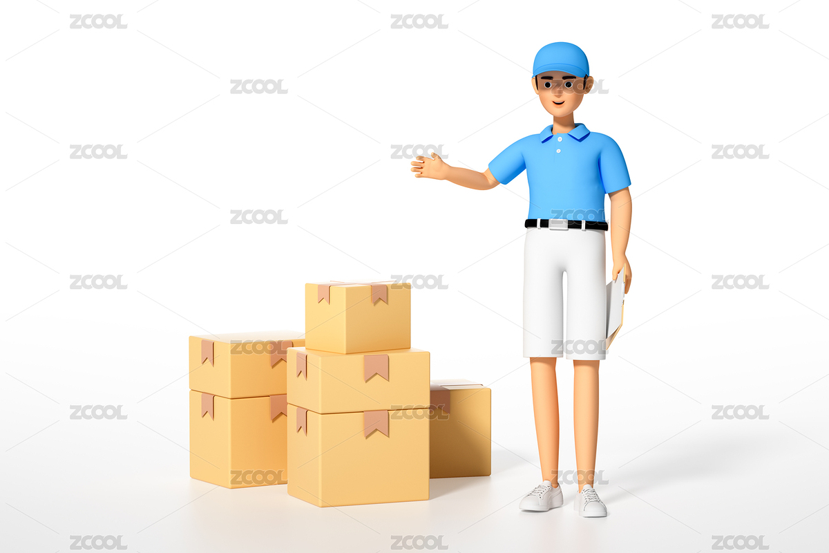 3D渲染搬運貨物的快遞小哥（主預(yù)覽-924106） - 未分類 - 站酷設(shè)計師Tank.Lee原創(chuàng)素材 - 站酷ZCOOL