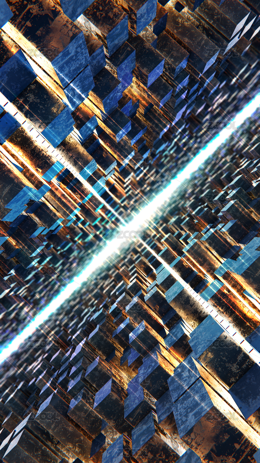 科幻3D立方体网络展示空间背景