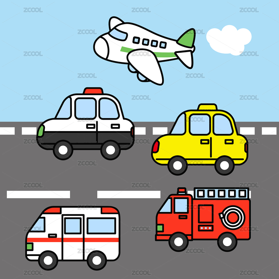 五款儿童卡通风格的交通工具车（主预览-7370627） - 未分类 - 站酷设计师huarong666原创素材 - 站酷ZCOOL