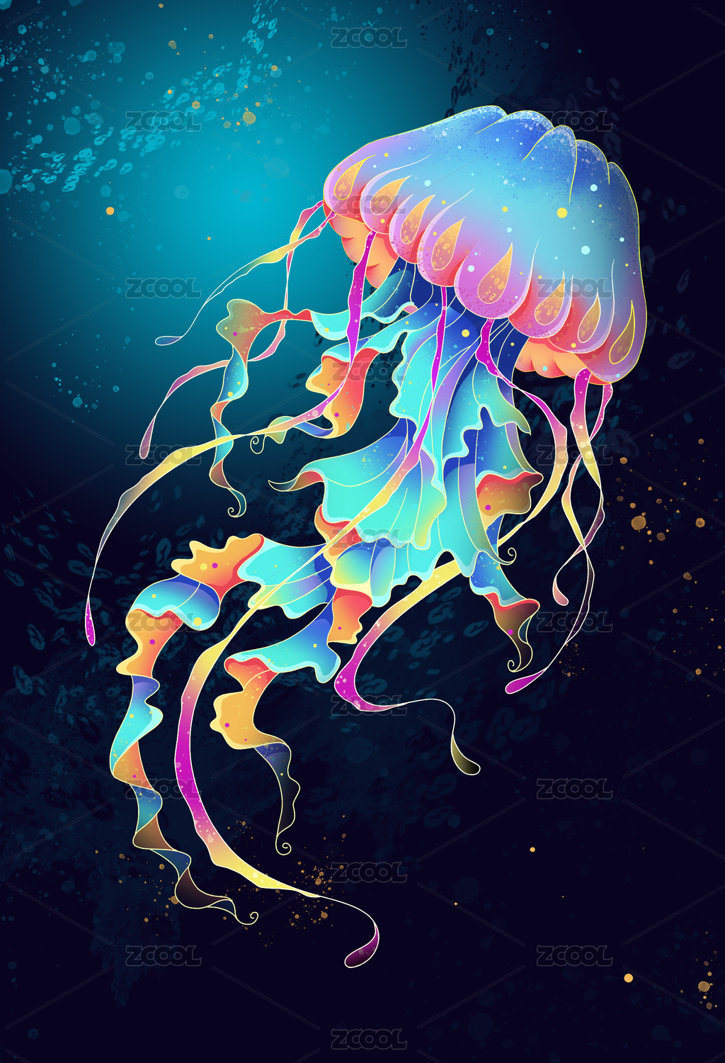 水母国风插画