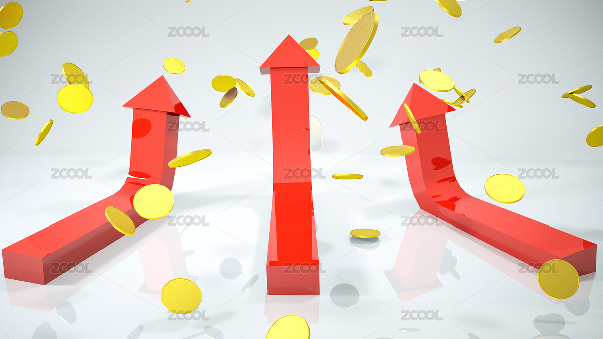 向上的箭頭搭配著大量的的金幣象征著金錢與商業(yè)的成功（主預覽-321284） - 未分類 - 站酷設計師D123D4原創(chuàng)素材 - 站酷ZCOOL