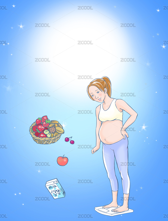 孕媽媽站在體重秤上面，低著頭看自己的體重（主預(yù)覽-5549077） - 未分類 - 站酷設(shè)計(jì)師playthink原創(chuàng)素材 - 站酷ZCOOL