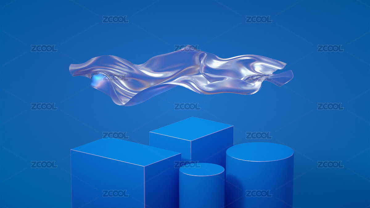 3D三维渲染蓝色圆方形布料产品展台背景（主预览-2201581） - 未分类 - 站酷设计师大辰小辰原创素材 - 站酷ZCOOL