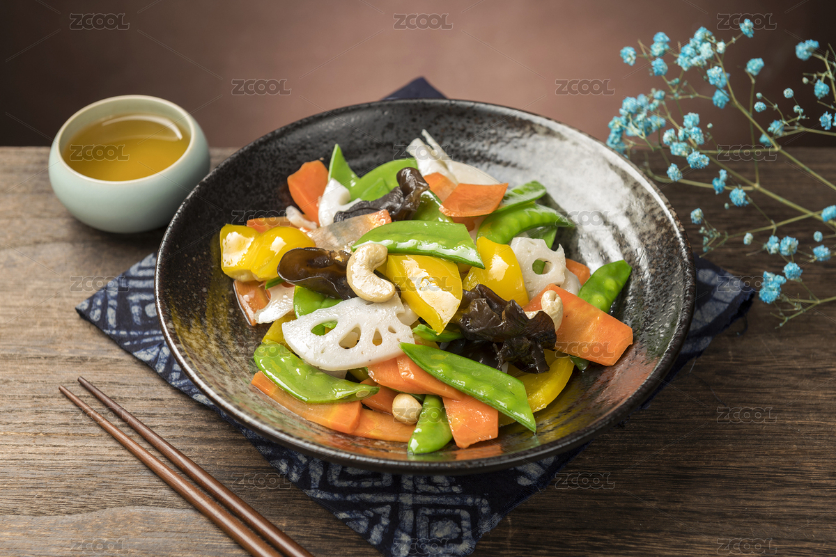 一盤荷塘小炒炒全素?cái)[放在木桌面上特寫（主預(yù)覽-4941026） - 未分類 - 站酷設(shè)計(jì)師金翅大鵬原創(chuàng)素材 - 站酷ZCOOL