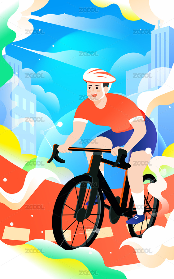 世界騎行日人物騎自行車健身運(yùn)動(dòng)出行插畫（主預(yù)覽-2024514） - 未分類 - 站酷設(shè)計(jì)師熊伍_原創(chuàng)素材 - 站酷ZCOOL