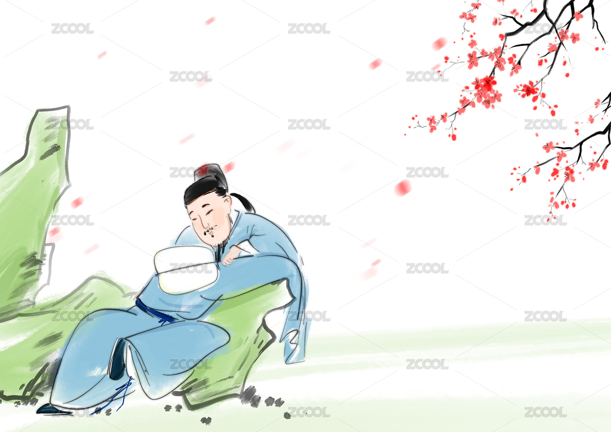傳統(tǒng)文化古典詩詞水墨中國畫插圖李白醉酒（主預覽-5223918） - 未分類 - 站酷設(shè)計師xiangzihu1989原創(chuàng)素材 - 站酷ZCOOL