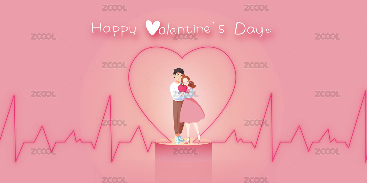 相擁的男孩女孩手持玫瑰背后是心跳共度情人節(jié)（主預覽-7693785） - 未分類 - 站酷設計師呀哆yaduo原創(chuàng)素材 - 站酷ZCOOL
