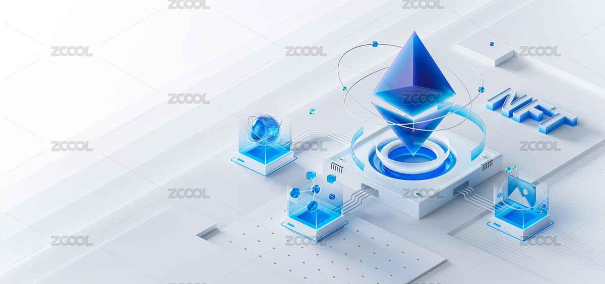 区块链NFT概念插图3d渲染白色场景（主预览-2948188） - 未分类 - 站酷设计师NanaStudio原创素材 - 站酷ZCOOL