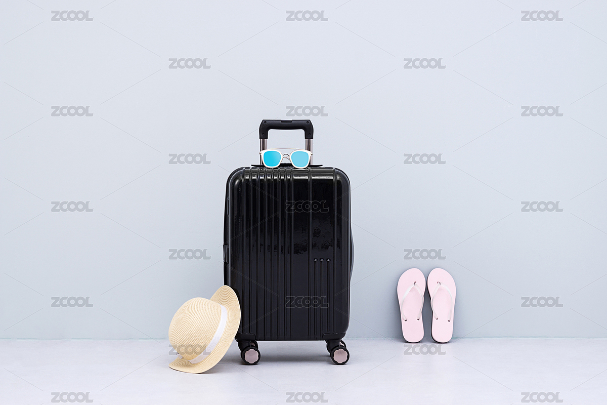 放在灰色背景前的黑色行李箱与草帽（主预览-6765279） - 未分类 - 站酷设计师正经民工原创素材 - 站酷ZCOOL