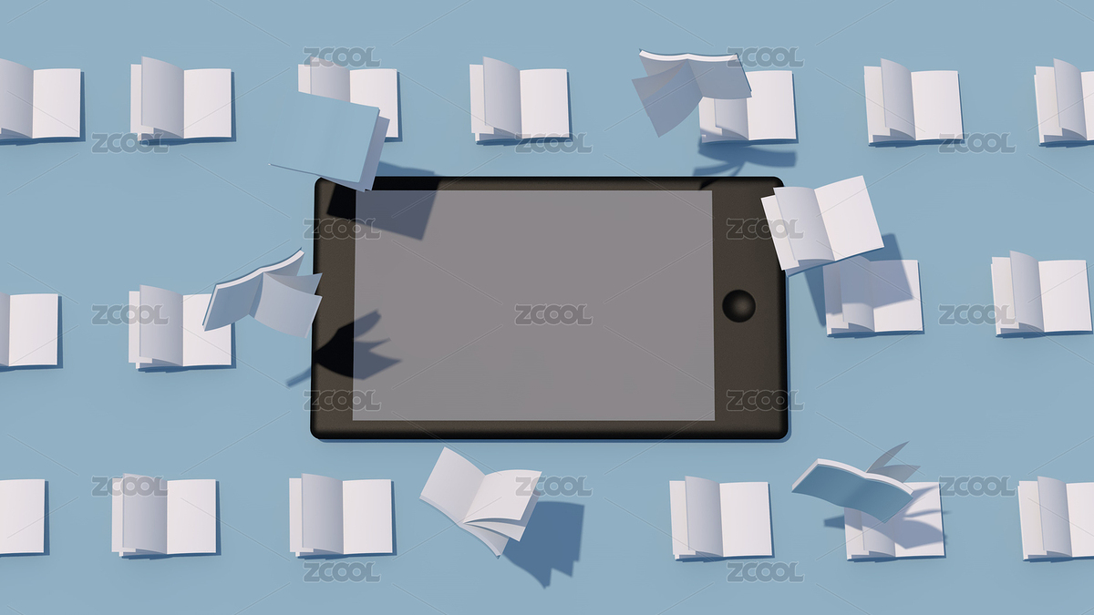 純色背景上的許多書和電子書（主預(yù)覽-4658228） - 未分類 - 站酷設(shè)計(jì)師WUWUDEFENSI原創(chuàng)素材 - 站酷ZCOOL