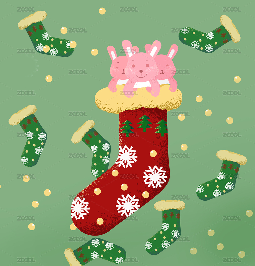 圣誕襪小兔子（主預(yù)覽-485606） - 未分類(lèi) - 站酷設(shè)計(jì)師Mimi_C原創(chuàng)素材 - 站酷ZCOOL