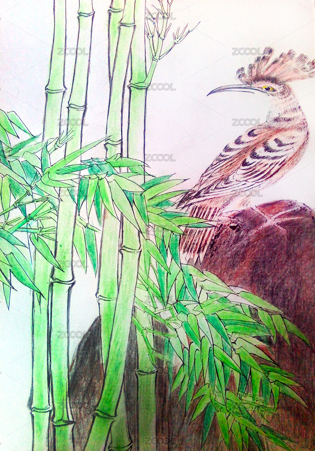 竹林與鳥（主預(yù)覽-8253907） - 未分類 - 站酷設(shè)計(jì)師菁藝畫原創(chuàng)素材 - 站酷ZCOOL