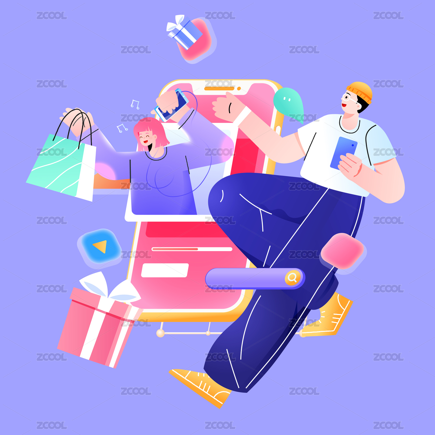 电商购物矢量插画