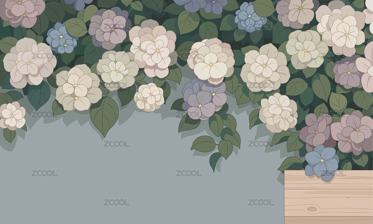 绣球花墙背景矢量图（主预览-9169391） - 未分类 - 站酷设计师露露猫糯团原创素材 - 站酷ZCOOL