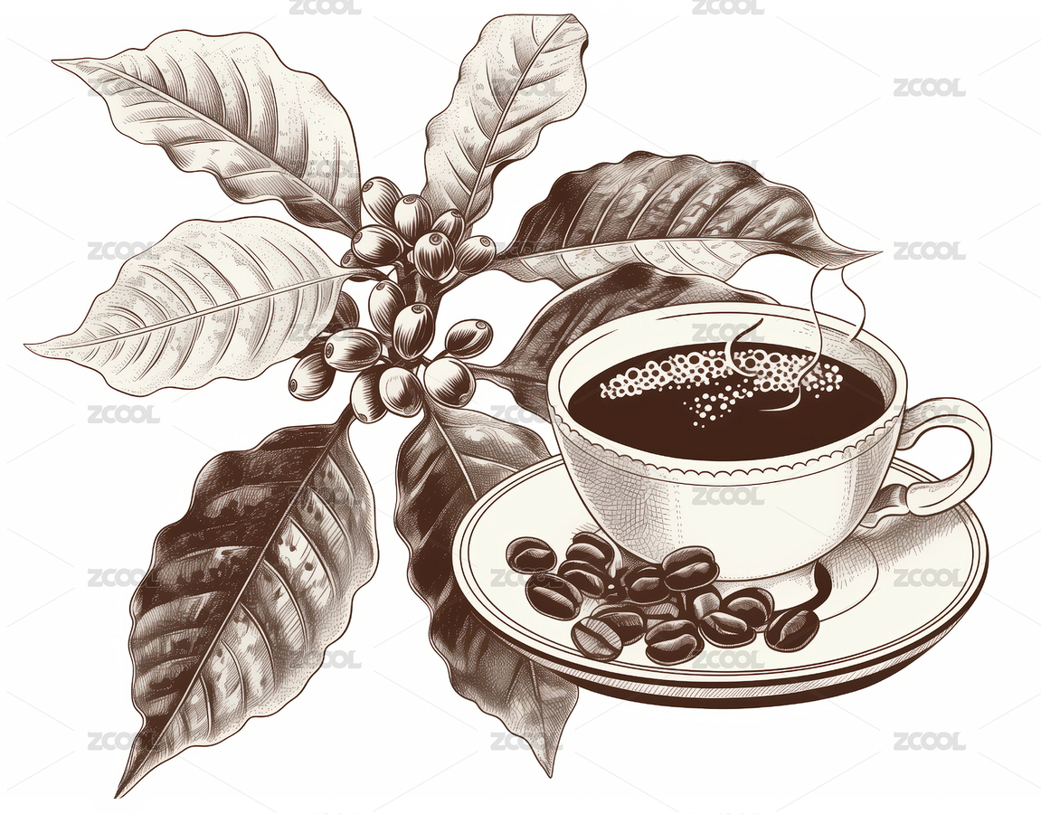 手绘咖啡豆与咖啡杯版画（主预览-937514） - 未分类 - 站酷设计师九月浩瀚原创素材 - 站酷ZCOOL