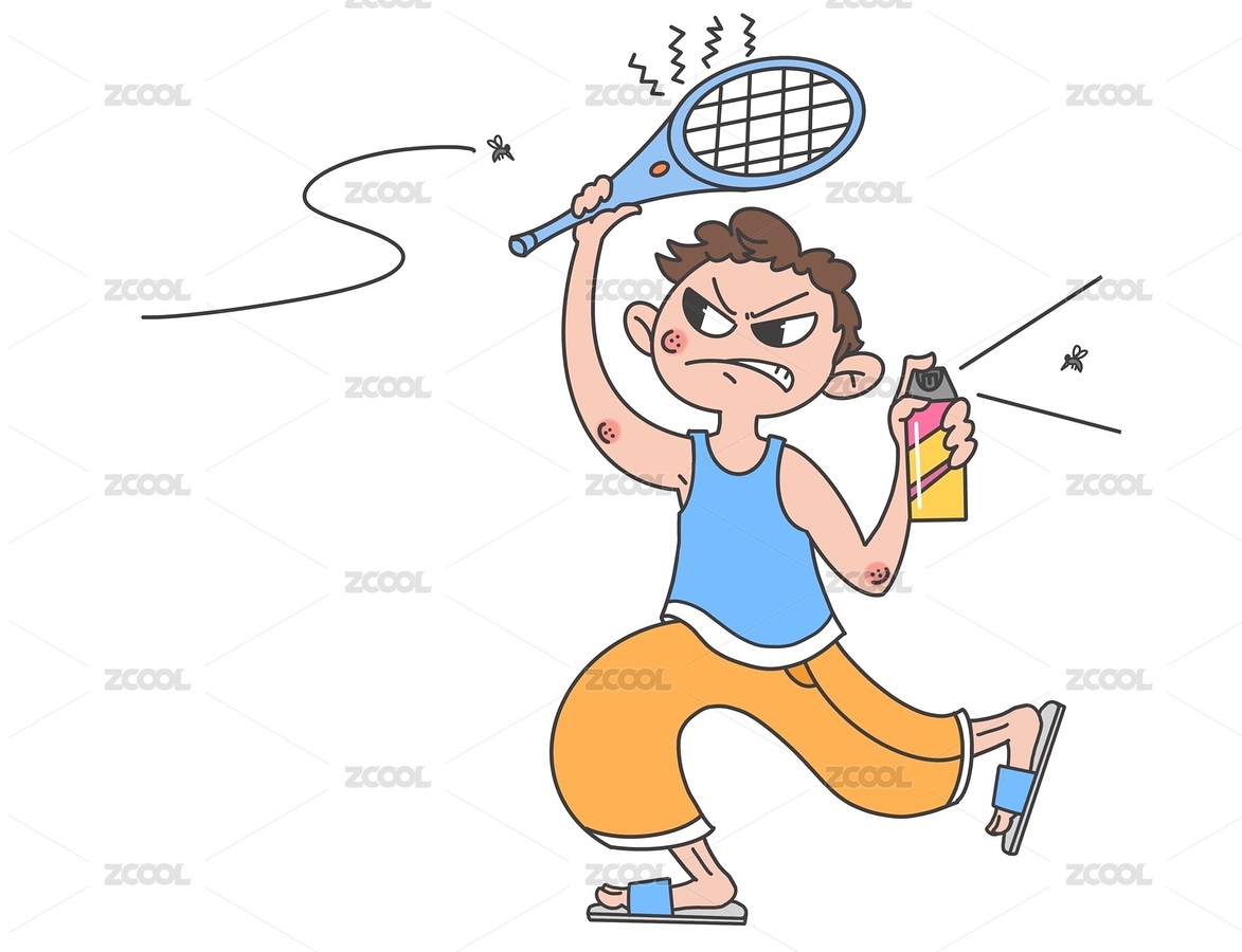 穿背心短褲男孩生氣的用電蚊拍滅蚊劑打蚊子（主預(yù)覽-5246872） - 未分類 - 站酷設(shè)計(jì)師Amiley一舟原創(chuàng)素材 - 站酷ZCOOL