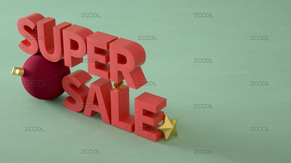 圣誕節(jié)題材的大賣super sale促銷文字，3d渲染（主預(yù)覽-4567032） - 未分類 - 站酷設(shè)計(jì)師王鵬wp128jojo原創(chuàng)素材 - 站酷ZCOOL