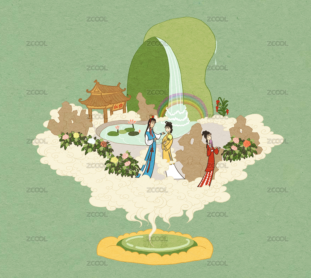 紅樓夢石頭記通靈寶玉中的寶黛釵故事（主預覽-3216738） - 未分類 - 站酷設計師八月水荷原創(chuàng)素材 - 站酷ZCOOL