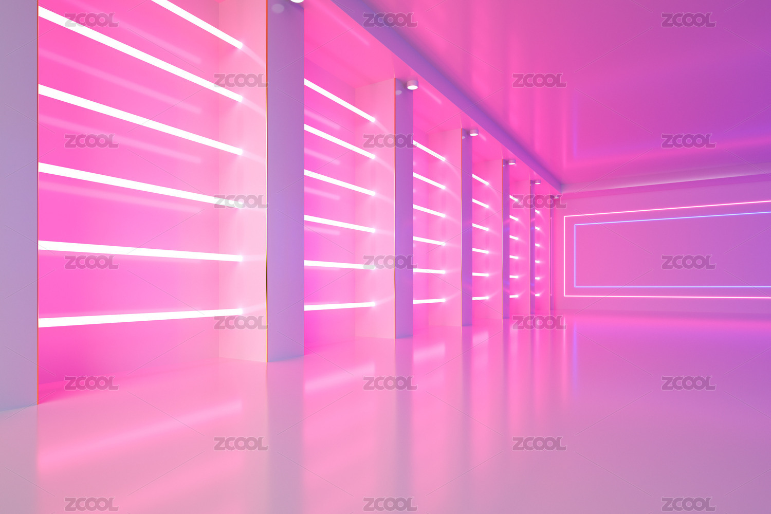 霓虹人造背景走廊过道科技空间展厅