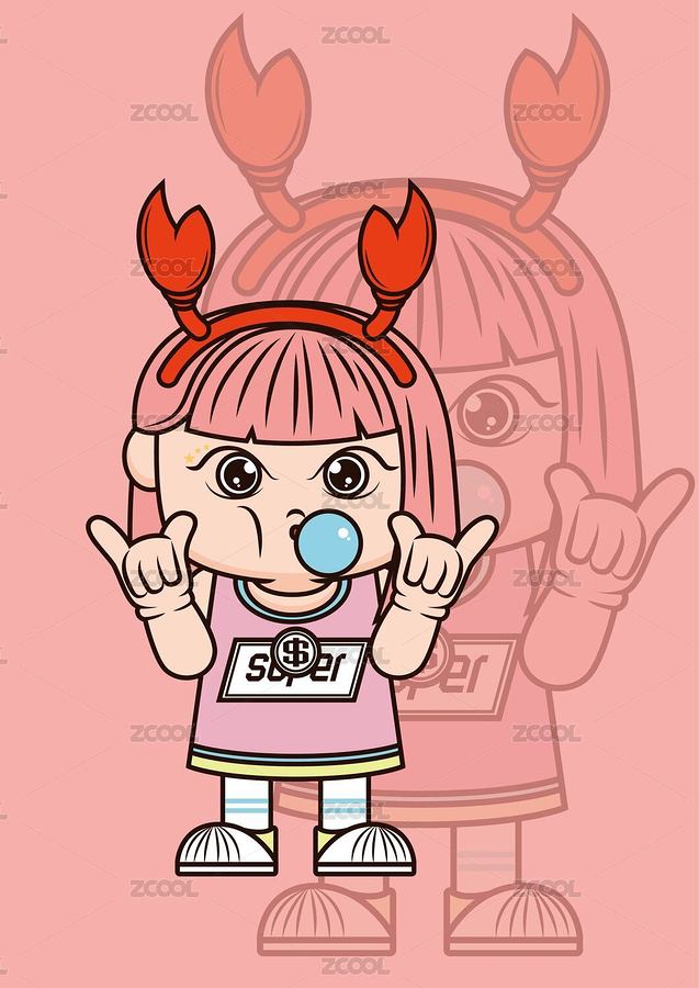 戴龍蝦發(fā)箍吹泡泡的女孩（主預(yù)覽-6150199） - 未分類 - 站酷設(shè)計師大薯DA原創(chuàng)素材 - 站酷ZCOOL