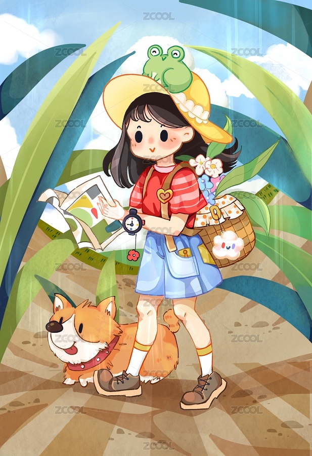 春天女孩带狗狗去野外郊游（主预览-3419805） - 未分类 - 站酷设计师猫猫的晴天原创素材 - 站酷ZCOOL