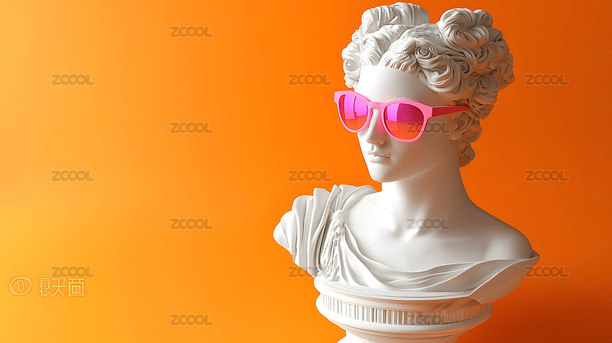 橙色背景上戴着太阳镜时尚半身像（主预览-237336） - 未分类 - 站酷设计师用脚开门原创素材 - 站酷ZCOOL