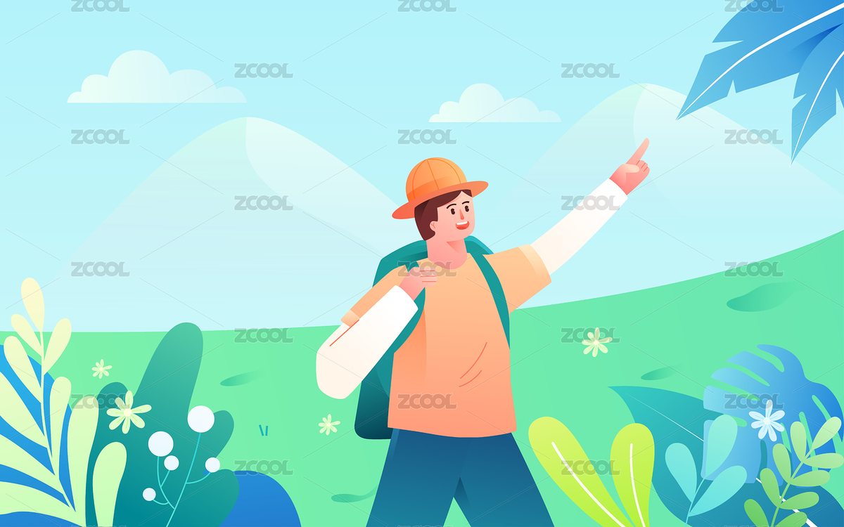 卡通人物夏季踏青旅游登山風(fēng)景出行矢量插畫（主預(yù)覽-4274719） - 未分類 - 站酷設(shè)計師熊伍_原創(chuàng)素材 - 站酷ZCOOL
