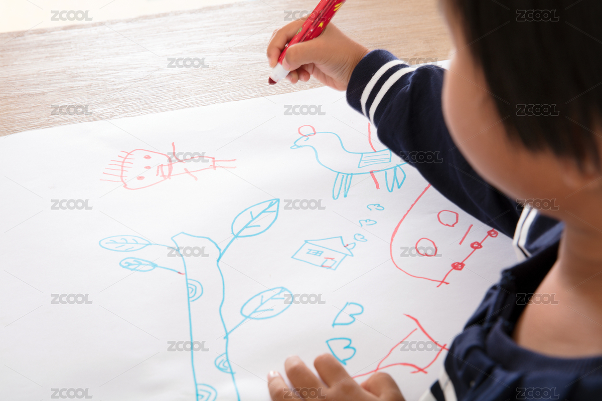 努力的中國孩子在練習繪畫（主預覽-2141184） - 未分類 - 站酷設計師小羽怪原創(chuàng)素材 - 站酷ZCOOL