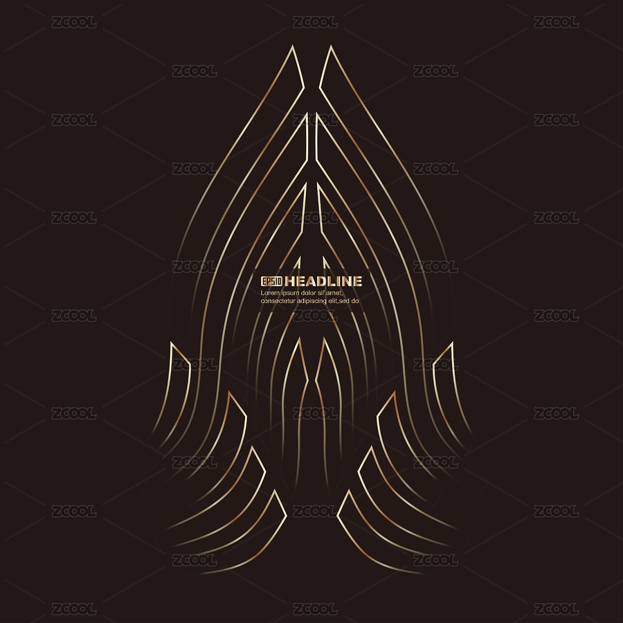 線條金色Logo抽象矢量圖形在黑色背景上（主預覽-8371517） - 未分類 - 站酷設計師hqrloveq原創(chuàng)素材 - 站酷ZCOOL