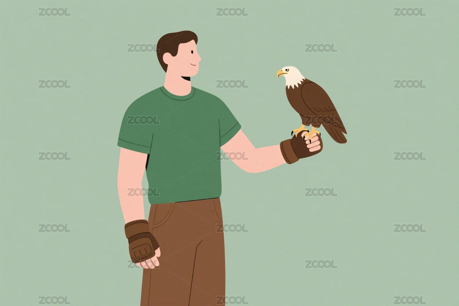 男子携鹰插画