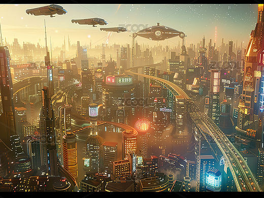 城市风光地标建筑外滩全景