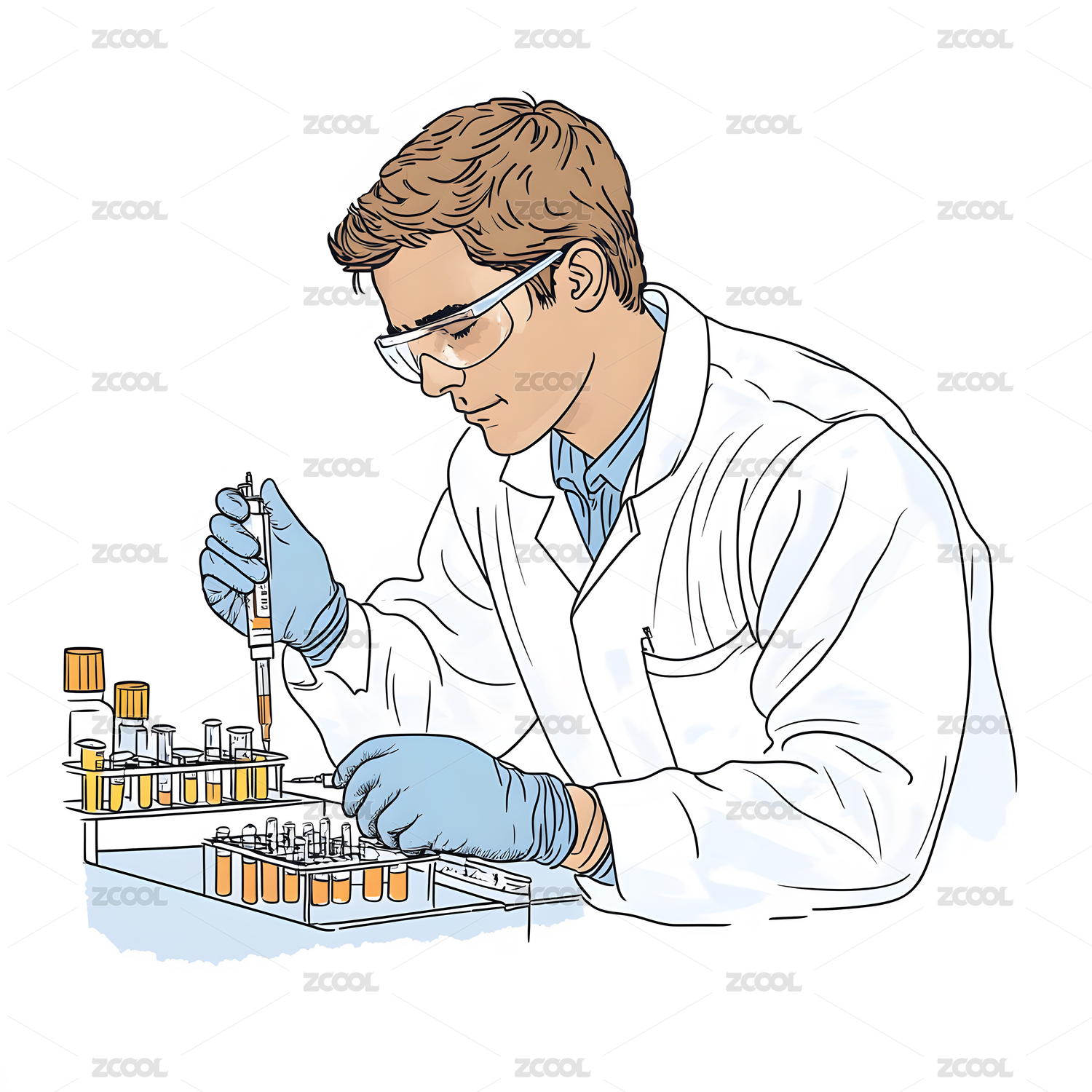 生物医药类科研人物插画