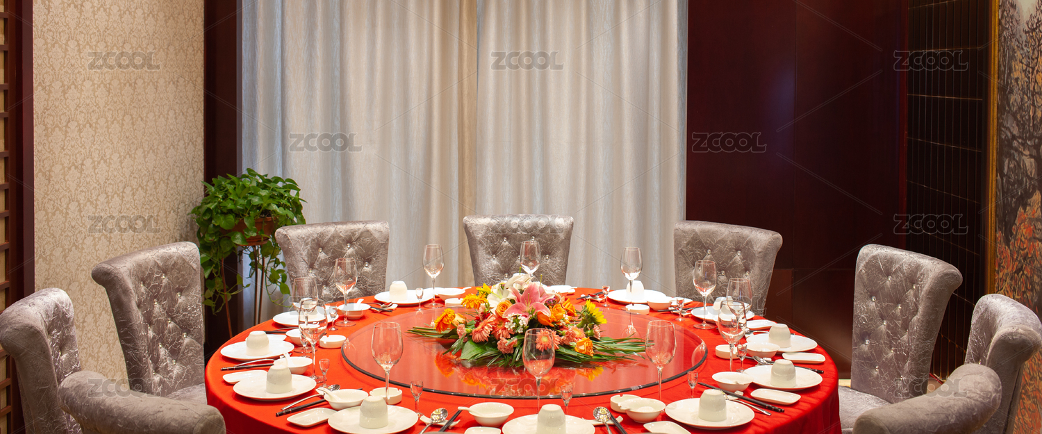 Interior Scene of Chinese Restaurant Room