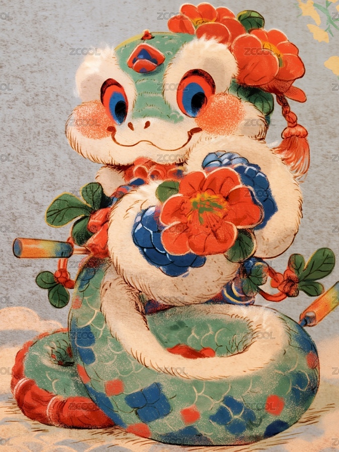 蛇年插畫海報（主預覽-5632135） - 未分類 - 站酷設(shè)計師Naco｜here原創(chuàng)素材 - 站酷ZCOOL