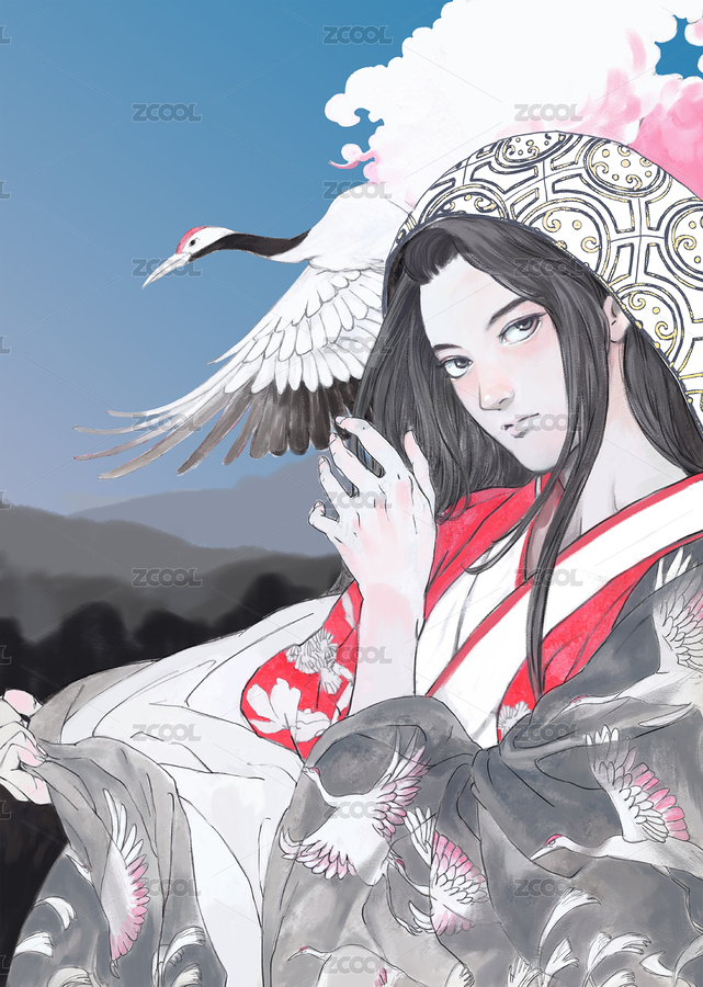 藍(lán)天山脈仙鶴背景下的白鶴少年-中國神仙（主預(yù)覽-8728493） - 未分類 - 站酷設(shè)計(jì)師陳海平原創(chuàng)素材 - 站酷ZCOOL