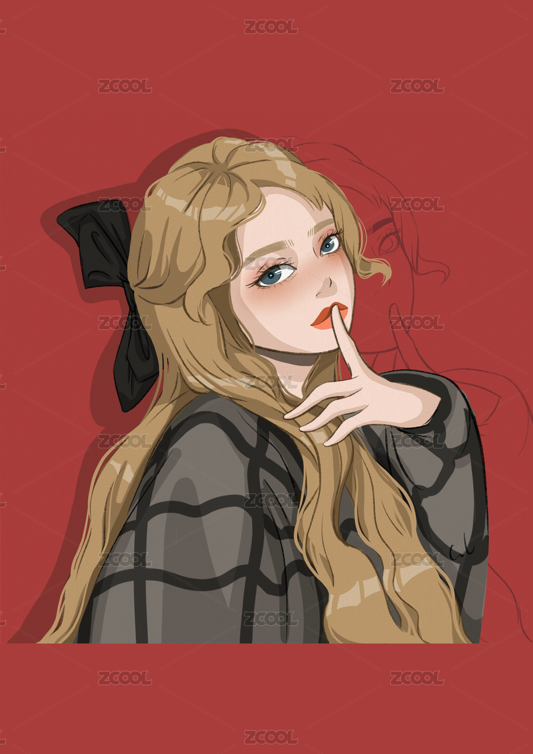 美丽的女性人物动漫插画