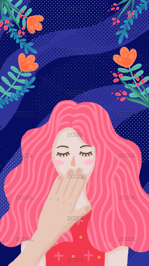 女孩捂嘴巴扁平肌理插畫（主預(yù)覽-1760518） - 未分類 - 站酷設(shè)計師太陽小云原創(chuàng)素材 - 站酷ZCOOL