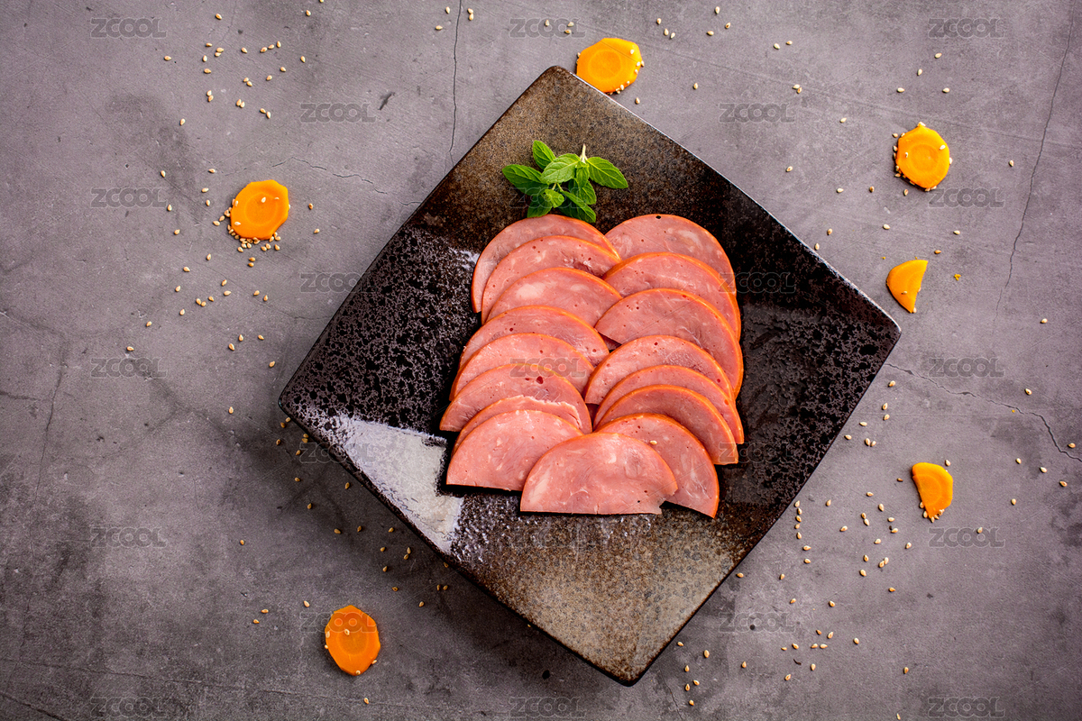 水泥桌子上的黑色盤子里的火腿（主預覽-6773764） - 未分類 - 站酷設計師曄希原創(chuàng)素材 - 站酷ZCOOL